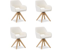 Homestyle4u Eetkamerstoel - Set van 4 stoelen - met armleuningen - draaibaar - Wit