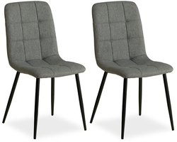 Homestyle4u Eetkamerstoelen van Linnen - 2 Stoelen - Grijs