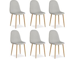 Homestyle4u Eetkamerstoelen van Linnen - 6 Stoelen - Grijs
