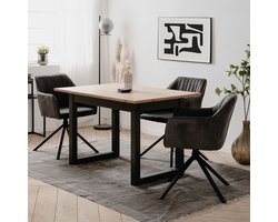 Homestyle4u Eettafel - 120x80 cm - Uitschuifbare Eetkamertafel - Massief Hout - Grijs