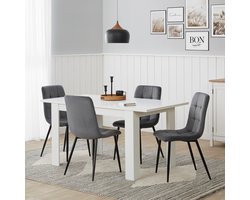 Homestyle4u Eettafel - 120x80 cm - Uitschuifbare Eetkamertafel - Massief Hout - Wit