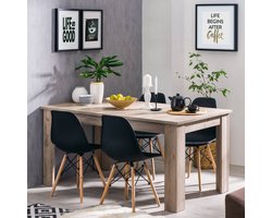 Homestyle4u Eettafel - 160x90 cm - Uitschuifbare Eetkamertafel - Massief Hout - Grijs