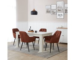 Homestyle4u Eettafel - 160x90 cm - Uitschuifbare Eetkamertafel - Massief hout - Wit