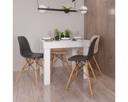 Homestyle4u Eettafel - 90x60 cm - Eetkamertafel - Massief Hout - Wit