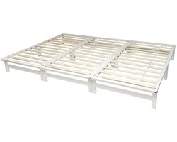 Homestyle4u Familiebed - 270x200 cm - Palletbed - Massief houten bed - Wit