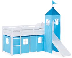 Homestyle4u Hoogslaper - 90x200 cm - Blauw - met glijbaan