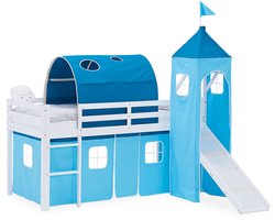 Homestyle4u Hoogslaper - 90x200 cm - Blauw - met glijbaan