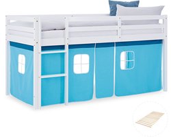 Homestyle4u Hoogslaper - 90x200 cm - Blauw - met lattenbodem