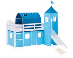 Homestyle4u Hoogslaper - 90x200 cm - Blauw - met lattenbodem