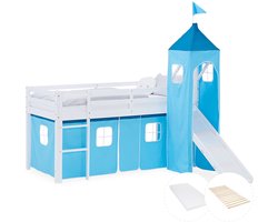 Homestyle4u Hoogslaper - 90x200 cm - Blauw - met lattenbodem en matras