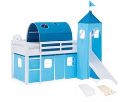 Homestyle4u Hoogslaper - 90x200 cm - Blauw - met lattenbodem en matras