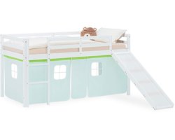 Homestyle4u Hoogslaper - 90x200 cm - groen - met glijbaan