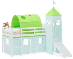 Homestyle4u Hoogslaper - 90x200 cm - groen - met glijbaan
