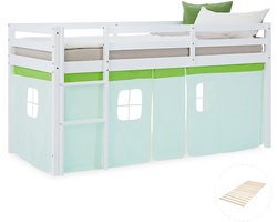 Homestyle4u Hoogslaper - 90x200 cm - groen - met lattenbodem
