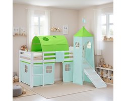 Homestyle4u Hoogslaper - 90x200 cm - groen - met lattenbodem en matras