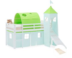 Homestyle4u Hoogslaper - 90x200 cm - groen - met lattenbodem - schuif