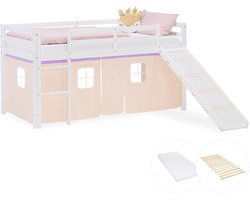 Homestyle4u Hoogslaper - 90x200 cm - perzik - met lattenbodem en matras