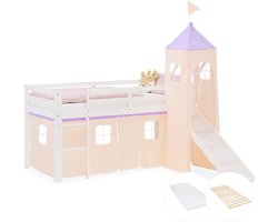 Homestyle4u Hoogslaper - 90x200 cm - perzik - met lattenbodem en matras