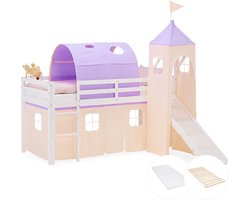 Homestyle4u Hoogslaper - 90x200 cm - perzik - met lattenbodem en matras