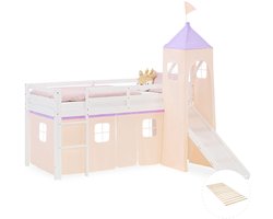 Homestyle4u Hoogslaper - 90x200 cm - perzik - met lattenbodem - met glijbaan
