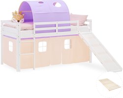 Homestyle4u Hoogslaper - 90x200 cm - perzik - met lattenbodem - met glijbaan