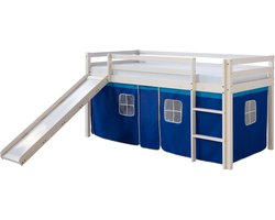 Homestyle4u Hoogslaper - 90x200 cm - Wit - Blauw - Glijbaan