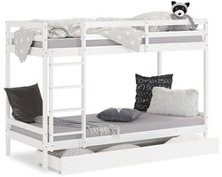 Homestyle4u hoogslaper - 90x200 cm - wit - opbergruimte