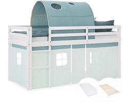 Homestyle4u Hoogslaper - 90x200 - Mint/Groen - met matras