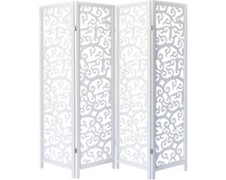 Homestyle4u Kamerscherm - 173x175 cm - wit - 4-delig - houten decoratie