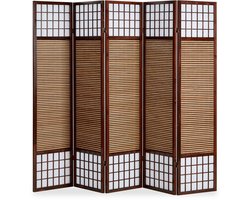 Homestyle4u Kamerscherm - 220x175 cm - bruin - 5-delig - bamboelatten