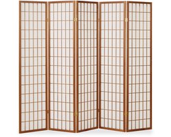 Homestyle4u Kamerscherm - 220x175 cm - Bruin - 5-delig - Shoji