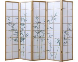 Homestyle4u Kamerscherm - 220x175 cm - groen - 5-delig - bamboepatroon