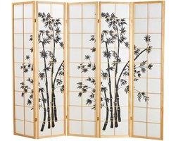 Homestyle4u Kamerscherm - 220x179 cm - bruin - 5-delig - bamboepatroon