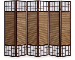 Homestyle4u Kamerscherm - 264x175 cm - bruin - 6-delig - bamboe stutten
