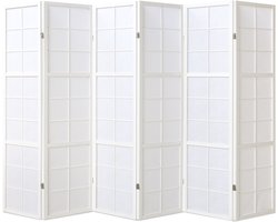 Homestyle4u Kamerscherm - 264x175 cm - wit - 6-delig - Shoji