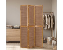 Homestyle4u Kamerscherm 3 panelen - 132x175 cm - bruin - 3-delig - bamboe lamellen