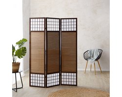 Homestyle4u Kamerscherm 3 panelen - 132x175 cm - bruin - 3-delig - bamboe stokjes