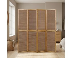 Homestyle4u Kamerscherm 4 panelen - 176x175 cm - bruin - 4-delig - bamboe latten
