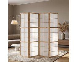 Homestyle4u Kamerscherm 4 panelen - 176x175 cm - Bruin - 4-delig - Shoji