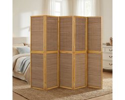 Homestyle4u Kamerscherm 5 panelen - 220x175 cm - bruin - 5-delig - bamboelatten