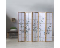 Homestyle4u Kamerscherm 5 panelen - 220x175 cm - groen - 5-delig - bamboepatroon