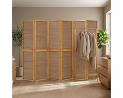 Homestyle4u Kamerscherm 6 panelen - 264x175 cm - bruin - 6-delig - bamboelatten