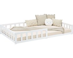 Homestyle4u Kinderbed 120x200 cm - Vloerbed met valbeveiliging - Wit