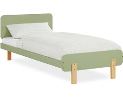 Homestyle4u Kinderbed - 90x200 cm - Houten bed - Eenpersoonsbed - met lattenbodem - Groen