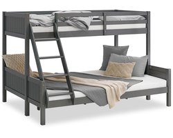 Homestyle4u Kinderbed - 90x200 en 140x200 cm - hoogslaper - met lattenbodem - grijs