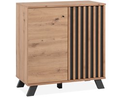Homestyle4u Ladekasten - 80 cm - Bijzettafel - Woonkamer Kast - Bruin en Zwart