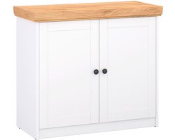 Homestyle4u Ladekasten - Commode met 2 deuren - Wit en Natuur