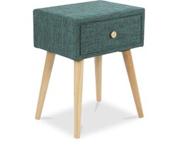 Homestyle4u Nachtkastje - Bijzettafel - Turquoise Stof - Lade