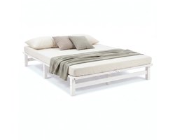 Homestyle4u Palletbed - 140x200 cm - Tweepersoonsbed - Wit
