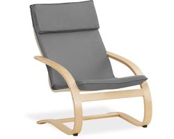 Homestyle4u Schommelstoel - Relaxfauteuil - Fauteuils - Hout Natuur - Grijs